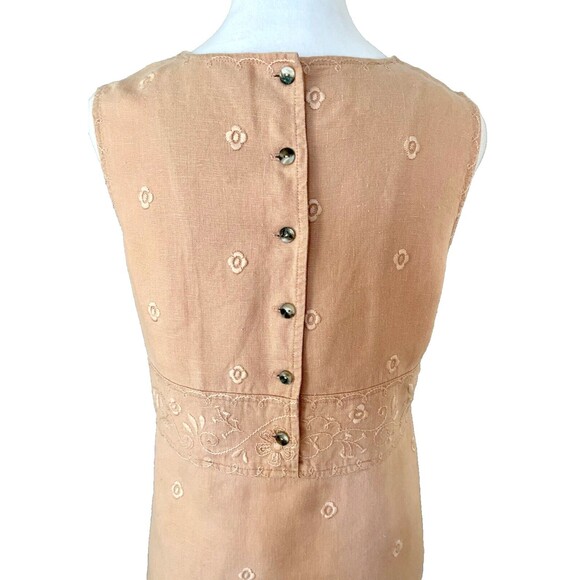 J. Jill Linen Emboidered Midi Dress Sz XS High Waist Fairy Cottage Boho Regency - Picture 6 of 11